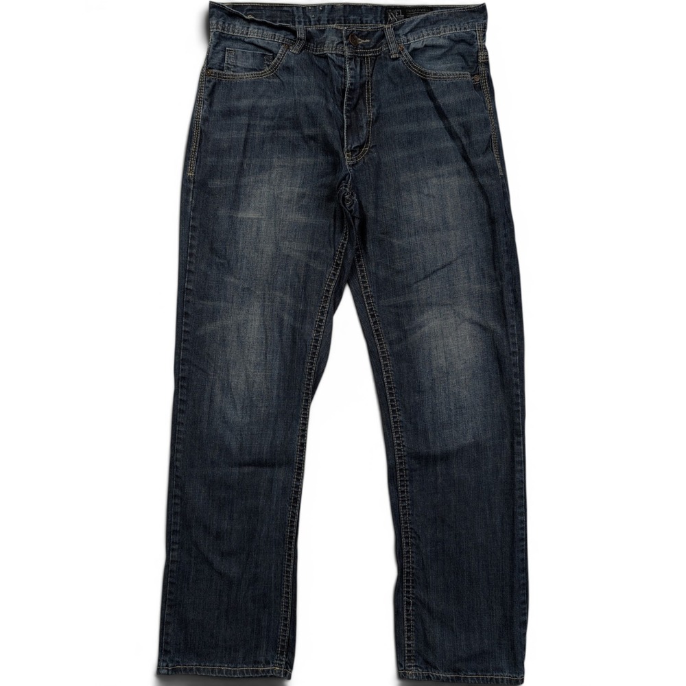 Axel Mens Jeans 34 x 34 Treadwell Relaxed Straight Dark Wash Blue